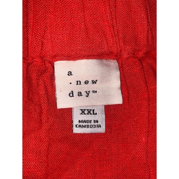 A New Day Womens Red Midi Skirt With Button Detail & Side Pockets Plus Size XXL - Picture 8 of 9